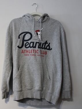 H&M Light Gray Peanuts Athletic Club Hoodie with Red & Black Graphic